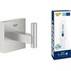 GROHE Start Cube Porta accappatoio con GROHE QuickGlue A1 - Porta asciugamani da doccia a parete per bagno (metallo, fissaggio nascosto, con viti e tasselli), acciaio inossidabile, 40961DC0
