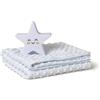 Interbaby SET REGALO NEONATO COPERTINA CARROZZINA CULLA IN PILE DOTS + LAMPADA STELLA CELESTE