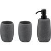 kela Set da bagno 3 pezzi RODA, cemento, bicchiere, portaspazzolino, dispenser sapone 200 ml, effetto pietra, accessori da bagno grigi