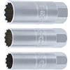 BGS 6858 | Serie di bussole poligonali per candele | 10 mm (3/8) | 14 - 16 - 18 mm | 3 pz.