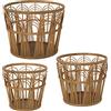 DRW Set di 3 vasi rotondi in rattan naturale, 39 x 30 cm, 33 x 28 cm e 28 x 26 cm