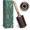 LORSEX Spazzola rotonda per capelli con setole di cinghiale e setole di nylon, extra large rotonda in legno (colore retrò) (Interno 40 mm/Esterno 70 mm)