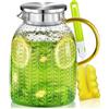 Aofmee Caraffa Vetro, Brocca Acqua 1,8 Litri, Caraffa Acqua con Coperchio, Brocca per L'acqua Resistente al Calore, Caraffa Refrigerante per tè Freddo Succo Latte caffè Vino Bevande Fatte in Casa