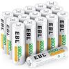EBL 1.2V AA Batterie Ricaricabili ad Alta Capacità da 2800mAh Ni-MH,1200 Tech con Auto-Scarica Bassa,Confezione da 16 pezzi