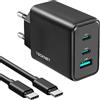 TECKNET 65w Caricatore USB C, Alimentatore Gan Tech, Caricabatterie Compatibile con iPhone 14/13/12/11, Macbook Pro/Air, Ipad Pro/Air, Samsung Galaxy S23 Ultra/S23+/S22, Google Pixel 7 Pro