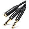 VENTION Sdoppiatore Cuffie Doppio Jack 3,5mm in Alluminio Maschio a Femmina Cavo Audio 2 in 1 con Microfono per Notebook, PC, PS4, Xbox (0,3m)