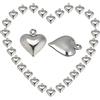 SUNNYCLUE 1 scatola 100 ciondoli a forma di cuore in argento per San Valentino, per la festa della mamma, in acciaio inossidabile, a forma di cuore, perline in metallo 3D per la creazione di gioielli