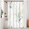 Uiiooazy Tenda Doccia Antimuffa, Tenda da Doccia 120x200cm Verde Salvia Eucalipto Foglie Verdi e Giallo Tende da Bagno Tessuto Lavabile Impermeabile Poliestere Tende per Vasca da Bagno con 8 Anelli