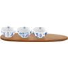 Easy Life Pagoda Set Aperitivo con 3 Ciotole e Vassoio in Acacia Stile Orientale