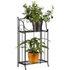 Relaxdays Porta Piante, Scaffale Fiori, in Metallo, 2 Ripiani, Portavasi da Balcone, Fioriere in Ferro Battuto, Nero