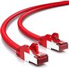 deleyCON 0,5m Cavo di Rete Cat6-1000 Mbit (Rame, S/FTP, Privo di Alogeni) Cavo Patch RJ45 Gigabit Ethernet LAN - per DSL Internet WLAN Switch Router Modem Patch Panel PoE - Rosso