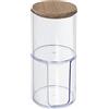 DRW Organizzatore Acrilico e Legno per Dischi di Cotone in Trasparente e Naturale, 7 x 19 cm, Multicolore, estandar