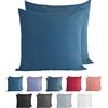 Komfortec Set di 2 federe per cuscino in 100% cotone, 80 x 80 cm, super morbide, 150 g/m², colore: blu marino intenso