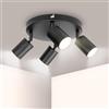 Ketom Lampada Faretti da Soffitto Orientabili, GU10 Faretti LED da Soffitto Nero, Rotonda Moderna Plafoniera LED Faretti 4 Luce, Faretto da Parete Interno per Cameretta, Cucina, Senza Lampadina