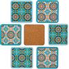 PracticDomus Set di 6 Sottobicchieri Giordano di Ponzano® per Bicchieri, Tazze, Fiori o Candele sul Tavolo con Base in Sughero. Quadrato 10 cm. Edizione (Tiles)