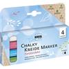 Kreul 22709 - Pennarello a gesso per finestre, 4 colori, cancellabile, opaco, resistente alla luce, ad asciugatura rapida, per dipingere e scrivere sulle finestre