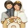 THUN, Bomboniera Matrimonio con Coppia di Sposini in Ceramica Decorata a Mano, Versione Grande, Linea Bomboniere, 10.7x5.7x10.5 cm h