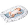 Medi Partners Riduttore Lettino Neonato - 100x60x15 Nido Antisoffoco Neonati Bozzolo Culla per Bebè neonata bilaterale Cuscino 100% Cotone Minky (orsacchiotto con Minky azzurro)
