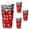 Relaxdays Set da 4 Tazze per Bambini, Bicchieri Vetro, Silicone, ABS, con Cannuccia e Tappo, 450 ml, Cactus, Trasparente, 9 cm