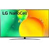 LG NanoCell 43NANO766QA Smart TV 4K 43 Serie NANO76 2022, Processore α5 Gen 5, Filmmaker Mode, Game Optimizer, Wi-Fi, AI ThinQ, Google Assistant e Alexa Integrati, Telecomando Puntatore