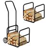 Relaxdays Carrello per la Legna, Carrellino e Cestino 2 in 1, in Acciaio, fino a 45 kg, Trasporto e Contenitore, Nero