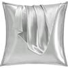 Vielit - Set di 2 federe per cuscino in raso, 80x80 cm, colore grigio chiaro, morbide e più facili da lavare delle federe in seta, adatte per capelli e pelle
