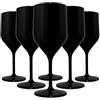 TUNDRA ICE INTERNATIONAL TUNDRA - Set 6 Calici in Plastica | CROISIERE 25cl. | INFRANGIBILI, in SAN (Plastica Rigida), Riutilizzabili e Lavabili in lavastoviglie, per VINO, ACQUA, COCKTAIL, Flute CHAMPAGNE, (Nero)
