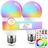 iLC LED Lampadine Colorate Edison Cambiare colore Lampadina RGB+Bianca Dimmerabile - 120 Scelte di Colore - 10 Watt E26 RGBW LED Lampadine Led a Colori - Telecomando Incluso (Confezione da 2)