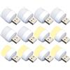 YUANQIAN Mini lampadina a LED USB, plug-in, bianco caldo, compatta, ideale per camera da letto, bagno, cucina, auto, luce d'atmosfera USB (12 pezzi, 6 bianche + 6 calde)