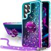 Miss Arts Silverback Cover per Samsung Galaxy S23 Ultra 5G, Custodia Glitter di in Silicone TPU con 360 Gradi Anello e Cordino, Pendenza Colore Diamond Brillantini Liquido Paraurti Antiurto Case - Porpora