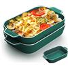 YFWOOD Piatto per lasagne, 2PCS 9x5 pollici Rettangolare Ceramica Piatti da forno con manico, colorato Piccolo forno a tavola Piatti da forno ideale per forno Ceramica teglia Lasagna (verde)