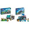 LEGO 60386 City Camion per il Riciclaggio dei Rifiuti, Camioncino Giocattolo con 3 Bidoni per la Raccolta Differenziata & 60384 City Il Furgoncino delle Granite del Pinguino