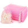jijAcraft 100pz Sacchetti Regalo in Organza Grandi 10x15cm Borse Organza con Coulisse, per Matrimonio Festa Favore, Caramella, Gioielli (Rosa)