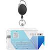 Vicloon Porta badge orizzontale in plastica rigida, porta identificativo per 2 carte, portachiavi retrattile per ufficio, scuola, carte di credito, patenti di guida e pass (bianco)