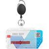Vicloon Porta badge orizzontale in plastica rigida, porta badge per 2 carte d'identità, portachiavi retrattile, per ufficio, scuola, carte di credito, patenti e pass (rosso)