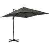 Outsunny Ombrellone da Giardino con Angolazione Regolabile su 5 Livelli e Rotazione a 360°, 2.5x2.5 m, Grigio