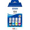 EPSON MULTIPACK 4 BOTTIGLIE INCHIOSTRI ORIGINALI EPSON ECOTANK 104 NERO + COLORI 65 ml - EPSON - C13T00P640