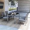 DEGHI Set pranzo tavolo 120x75 cm e 4 sedie con cuscini grigi in polyrattan grigio - Ischia