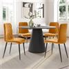 DEGHI Set 4 sedie in velluto trapuntato giallo ocra con gambe nere - Zilch