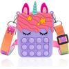 Accevo Pop Bubble Push It Borsa a Tracolla, Giocattoli Sensoriali Fidget 2 in 1, Antistress Silicone Multicolor, Regalo per Bambini e Adulti (Unicorno Viola)