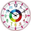 Kiddus Orologio da Parete Bambini per Imparare l'Ora, Orologio Educativo 30cm con Lancette Scritte Ora e Minuto, Decorazione Cameretta Bimbo e Bimba, Silenzioso, Pedagogico Colorati per Scuola e Casa