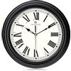 Lafocuse 30cm Orologio da Parete Numeri Romani Vintage, Silenzioso Orologio Nero Retro, Classico Elegante Design senza Ticchettio per Soggiorno Camera da Letto Cucina