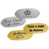 Bonazzi 112 Etichette personalizzate ORO e ARGENTO per confezioni, bollini multiuso per CHIUSURA PACCHETTI regalo, adesivi sagomati chiudipacco, sigilli per confezionamento (F001 50x20mm)