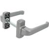 Amig - Set maniglia per porta con rosetta | Modello Epsilon | Alluminio -| 132 x 70 mm | Quadrato 8 mm | Colore: Alluminio argento