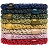 AXEN Elasitc Hair Tie for Women Girls, Cotton Bands Soft Woven Ponytail Holders for Thick Hair and Curly Hair, Bright Colors