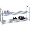 Relaxdays Scarpiera con 2 Ripiani, fino a 8 Paia di Scarpe, ad Incastro, Portascarpe, 45 x 90 x 31 cm, Argentato Bianco