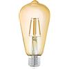 Eglo E27 LED, lampadina per illuminazione retrò, vintage color ambra, 4 Watt (equivalente a 26 Watt), 270 lumen, luce bianco caldo, 2200k, lampadina Edison ST64, Ø 6,4 cm