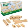 BRIO World 33401 Piccola gamma di binari - 11 binari in legno di faggio per il treno in legno BRIO - Consigliato per bambini dai 3 anni in su