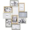 HOME DECO FACTORY - Cornice portafoto multipla, per 10 foto souvenir alla rinfusa, in legno e bianco, decorazione da appendere, in MDF, vetro, beige, marrone, 47 x 2,8 x 56 cm, HD4213