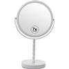 DRW Specchio con piede rotondo con 7 ingrandimenti in metallo bianco 18x12x32cm